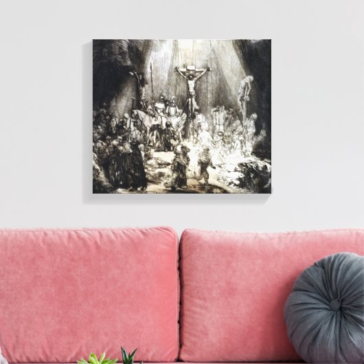 Rembrandt Christus, verwant tussen de twee dieven Canvas Afdruk (Insitu (Woonkamer))