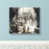 Rembrandt Christus, verwant tussen de twee dieven Canvas Afdruk (Insitu (Houten vloer))