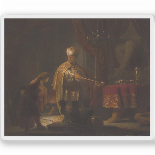 Rembrandt - Daniel en Cyrus voor de Idols Bel Sticker (Voorkant)