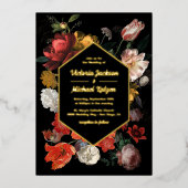 Rembrandt Dark en Moody Floral Folie Invitation Folie Uitnodiging (Voorkant)