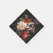 Rembrandt Dark & Moody Floral Monogram Napkins Servet (Hoek)