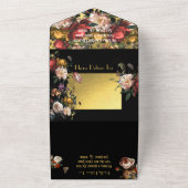 Rembrandt Dark & Moody Floral Wedding Initialen All In One Uitnodiging (Buitenkant)