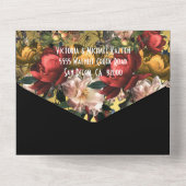 Rembrandt Dark & Moody Floral Wedding Initialen All In One Uitnodiging (Achterkant)
