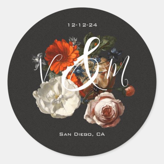 Rembrandt dark & moody monogram floral stickers (Voorkant)