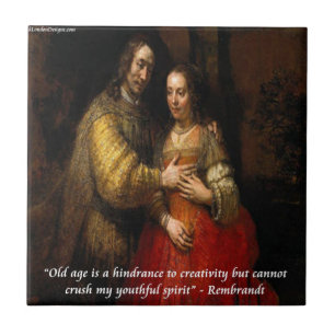 Rembrandt "De Joodse Bruid" & Bekende Quote Tegeltje
