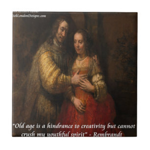 Rembrandt "De Joodse Bruid" & Leeftijdsquote Tegeltje