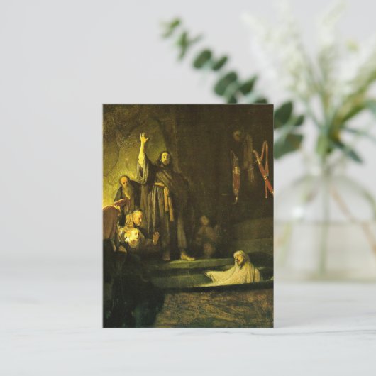 Rembrandt - De opkomst van Lazarus Briefkaart (Staand voorkant)