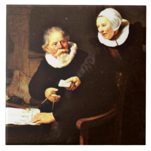 Rembrandt: De scheepsbouwer en zijn vrouw, 1633 Tegeltje