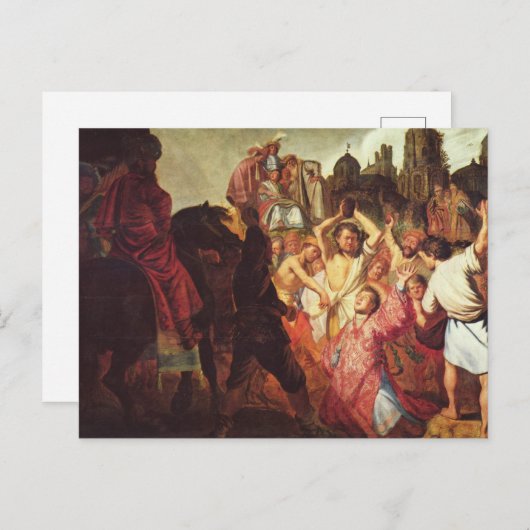 Rembrandt - De steniging van Stefanus Briefkaart (Voorkant / Achterkant)