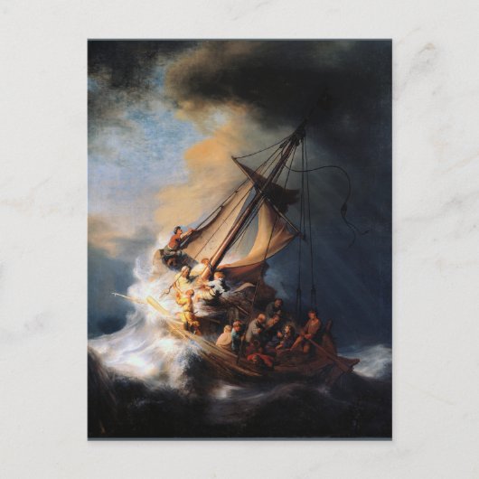 Rembrandt - De Storm op het Meer van Galilea Briefkaart (Voorkant)