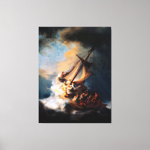 Rembrandt - De Storm op het Meer van Galilea Canvas Afdruk