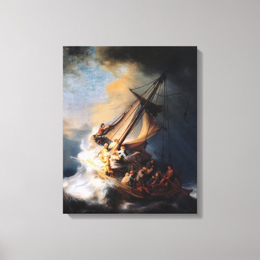 Rembrandt - De Storm op het Meer van Galilea Canvas Afdruk (Voorkant)