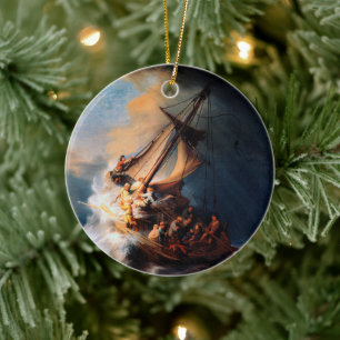 Rembrandt - De storm op het meer van Galilea Keramisch Ornament