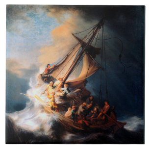 Rembrandt - De Storm op het Meer van Galilea Tegeltje