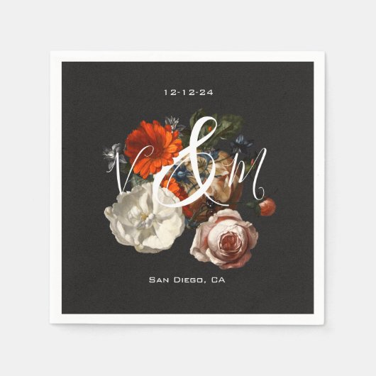 Rembrandt Donker & Moody Bloemen Monogram Servet (Voorkant)