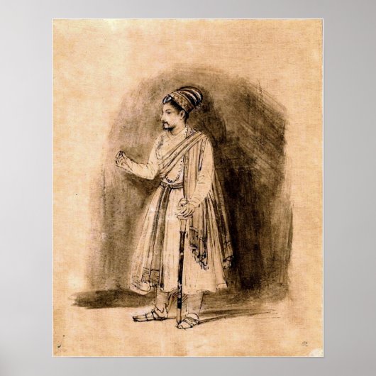 Rembrandt - een Deccani Nobleman Standing 1656 Poster (Voorkant)