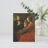 Rembrandt: Een jong Man en een speelkaarten voor m Briefkaart (Staand voorkant)