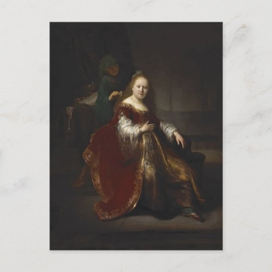 Rembrandt: Een jonge vrouw op haar toilet Briefkaart (Voorkant)