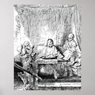 Rembrandt Etching Supper op Emmaus Poster