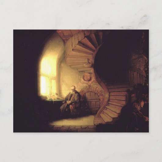 Rembrandt- Filosoof in Meditation Briefkaart (Voorkant)