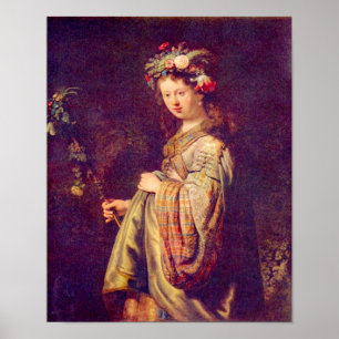 Rembrandt - Flora (portret van Saskia als Flora) Poster