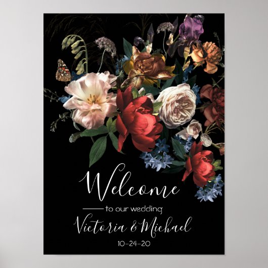 Rembrandt floral dark and moody Wedding Welcome Poster (Voorkant)