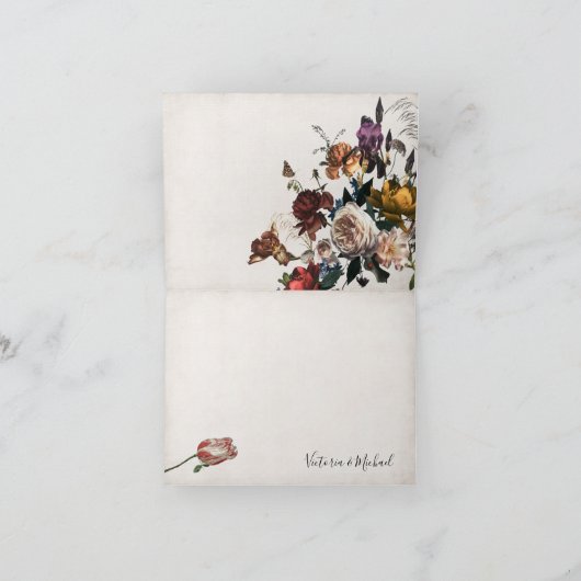 Rembrandt Floral Dark en Moody, dank u. Bedankkaart (Binnen)