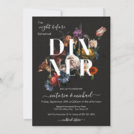 Rembrandt Floral Dark & Moody Rehearsal Dinner Kaart