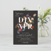 Rembrandt Floral Dark & Moody Rehearsal Dinner Kaart (Staand voorkant)
