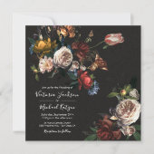 Rembrandt Floral Dark & Moody Square Wedding Kaart (Voorkant)