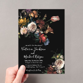 Rembrandt Floral Dark & Moody Wedding Acryl Uitnodigingen