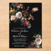 Rembrandt Floral Dark & Moody Wedding Acryl Uitnodigingen (Voorkant)