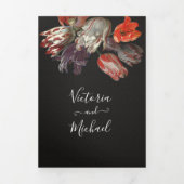 Rembrandt Floral Dark & Moody Wedding Drieluik Uitnodiging (Cover)