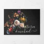 Rembrandt Floral Dark & Moody Wedding Drieluik Uitnodiging (Cover)