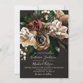 Rembrandt Floral Dark & Moody Wedding Invitation Kaart (Voorkant)
