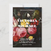 Rembrandt Floral Dark & Moody Wedding Invitation Kaart (Voorkant)