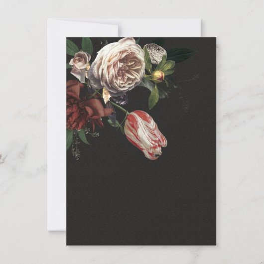 Rembrandt Floral Dark & Moody Wedding Invitation Kaart (Achterkant)