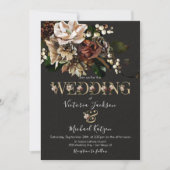 Rembrandt Floral Dark & Moody Wedding Invitation Kaart (Voorkant)