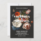 Rembrandt Floral Dark & Moody Wedding Invitation Kaart (Voorkant)