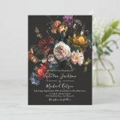 Rembrandt Floral Dark & Moody Wedding Monogram Kaart (Staand voorkant)