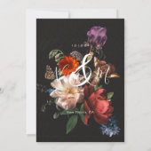 Rembrandt Floral Dark & Moody Wedding Monogram Kaart (Achterkant)