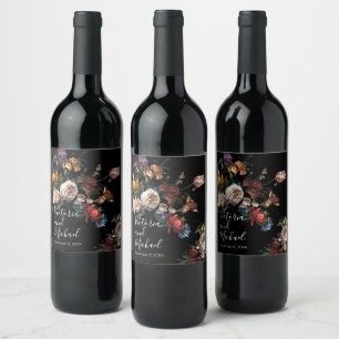 Rembrandt Floral Dark & Moody Wedding Wijn Etiket