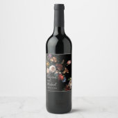 Rembrandt Floral Dark & Moody Wedding Wijn Etiket (Voorkant)