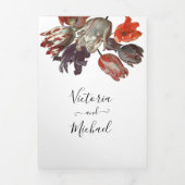 Rembrandt Floral Photo Wedding Tri-Fold Uitnodigin Drieluik Uitnodiging (Cover)