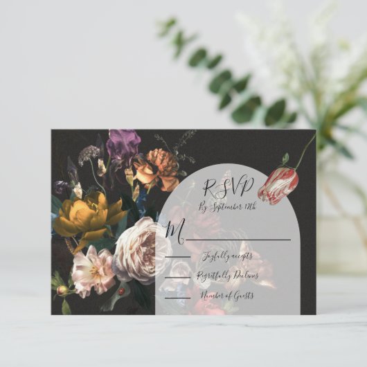 Rembrandt Floral Wedding Arch-reactiekaarten RSVP (Staand voorkant)