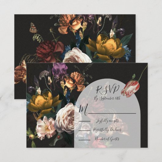 Rembrandt Floral Wedding Arch-reactiekaarten RSVP Kaartje (Voorkant / Achterkant)
