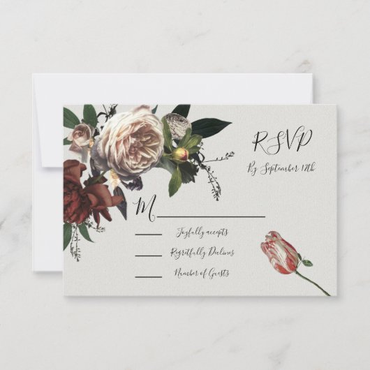 Rembrandt Floral Wedding-reactiekaarten RSVP (Voorkant)