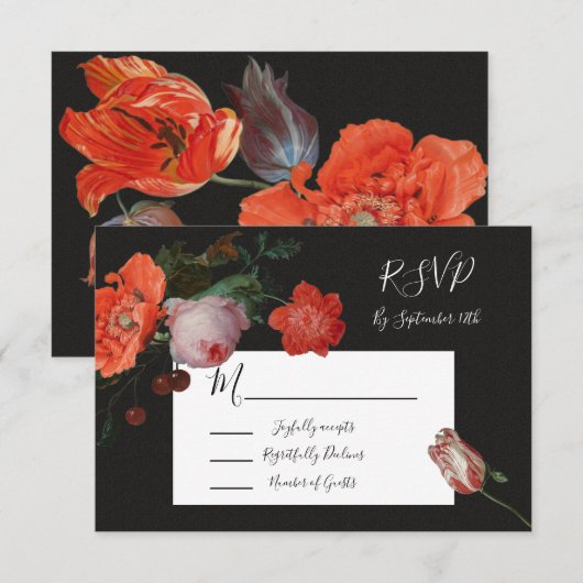 Rembrandt Floral Wedding-reactiekaarten RSVP (Voorkant / Achterkant)
