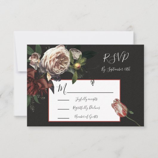Rembrandt Floral Wedding-reactiekaarten RSVP (Voorkant)