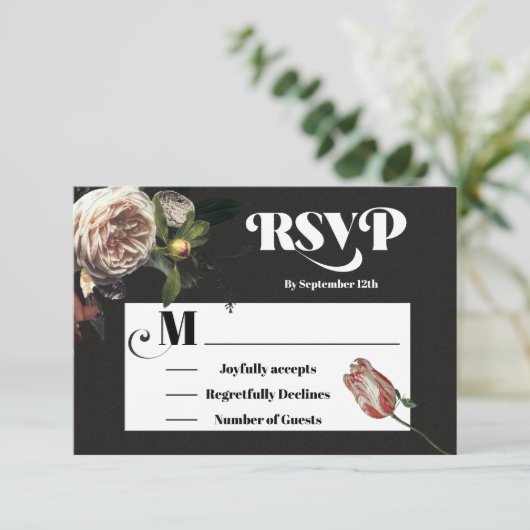 Rembrandt Floral Wedding-reactiekaarten RSVP (Staand voorkant)